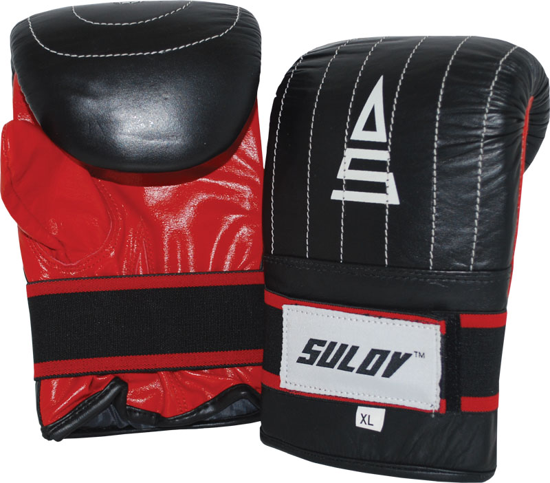 Box rukavice pytlovky SULOV, kožené, černo-červené