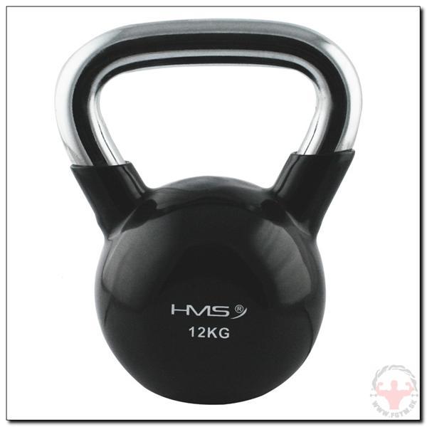 KETTLE BELL HMS 12 KG S CHROMOVANÝM ÚCHOPOM čierny