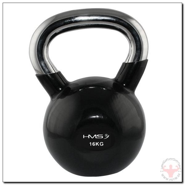 KETTLE BELL HMS 16 KG S CHROMOVANÝM ÚCHOPOM čierny