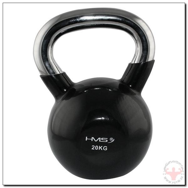 KETTLE BELL HMS 20 KG S CHROMOVANÝM ÚCHOPOM čierny