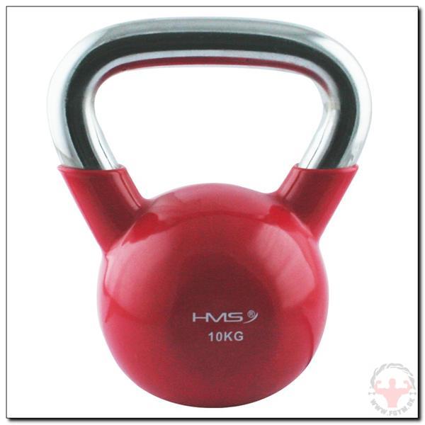 KETTLE BELL HMS 10 KG S CHROMOVANÝM ÚCHOPOM červený