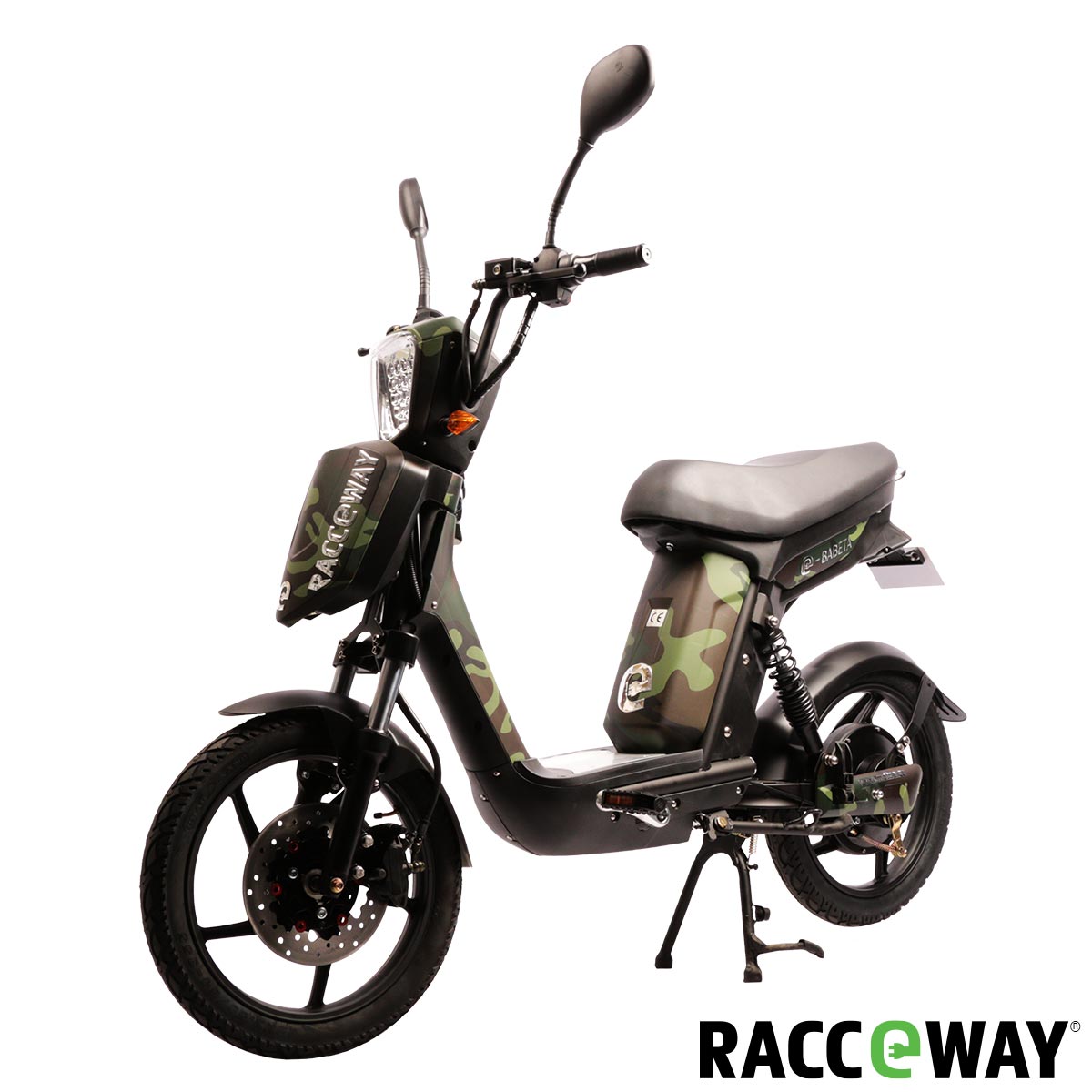 Elektrický motocykel RACCEWAY E-BABETA, maskáč zelený
