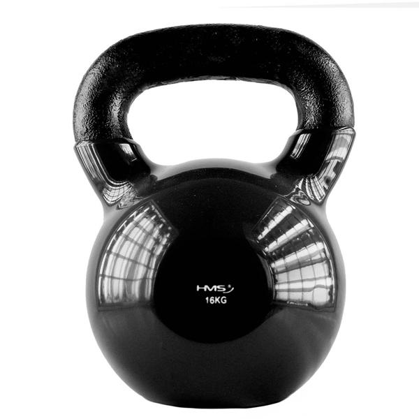 KNV16 ČIERNÝ KETTLEBELL POKRYTÝ VINYLOM HMS