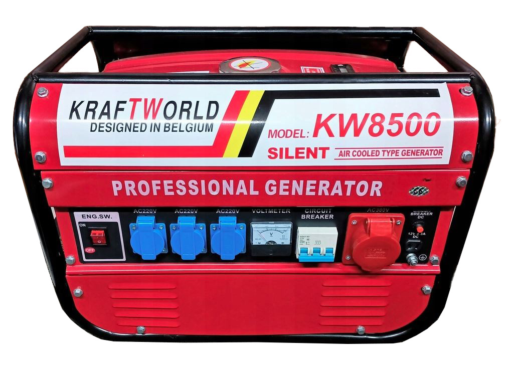 KraftWorld Trojfázová benzínová elektrocentrála KW-8500 2,0kW