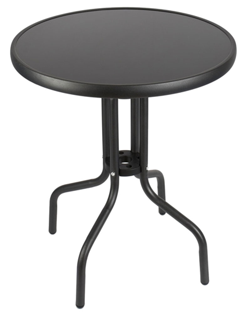 Balkónový stolík kovový so sklenenou doskou priemer 60 cm Garden King 