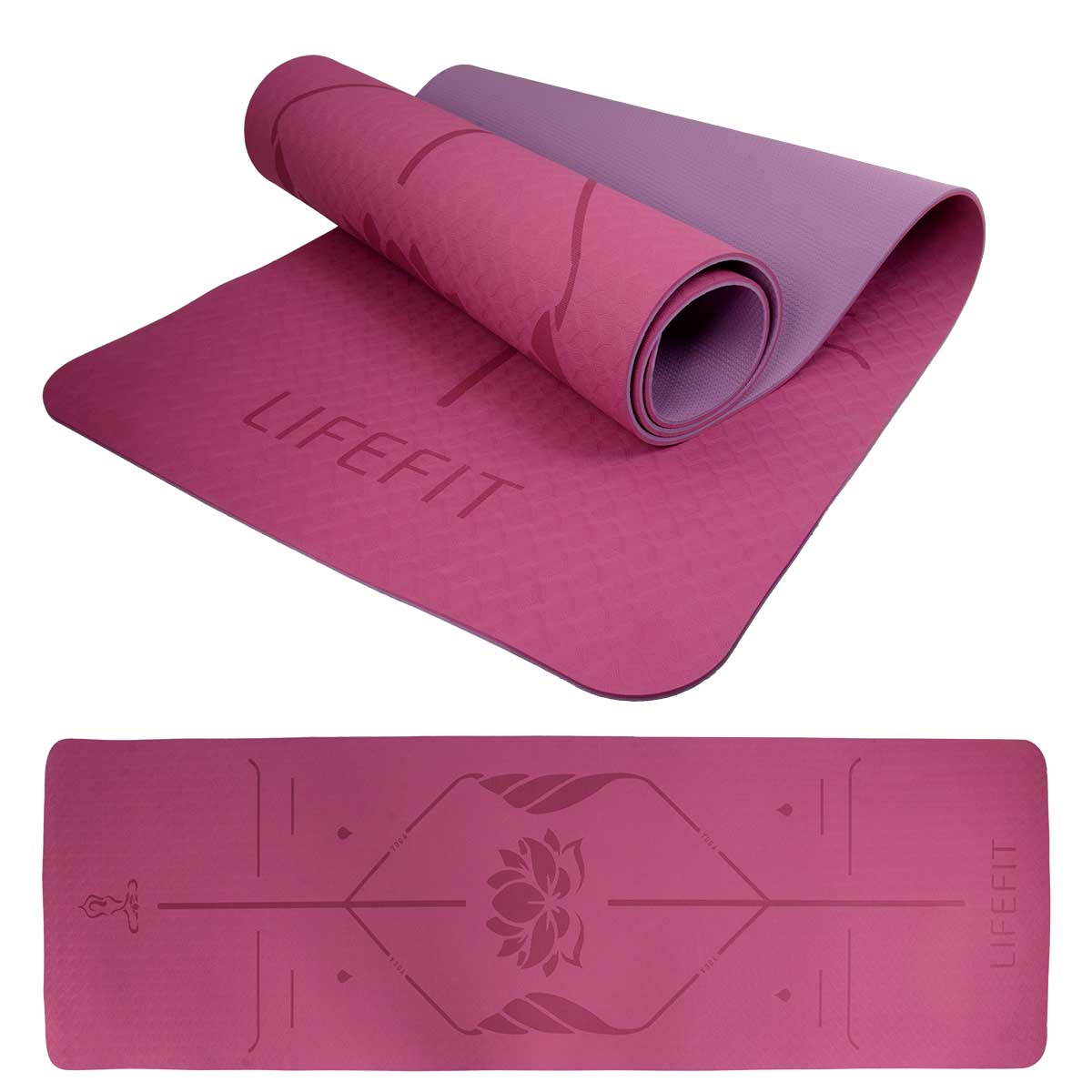 Podložka LIFEFIT® YOGA MAT LOTOS DUO, 183x58x0,6cm, bordó