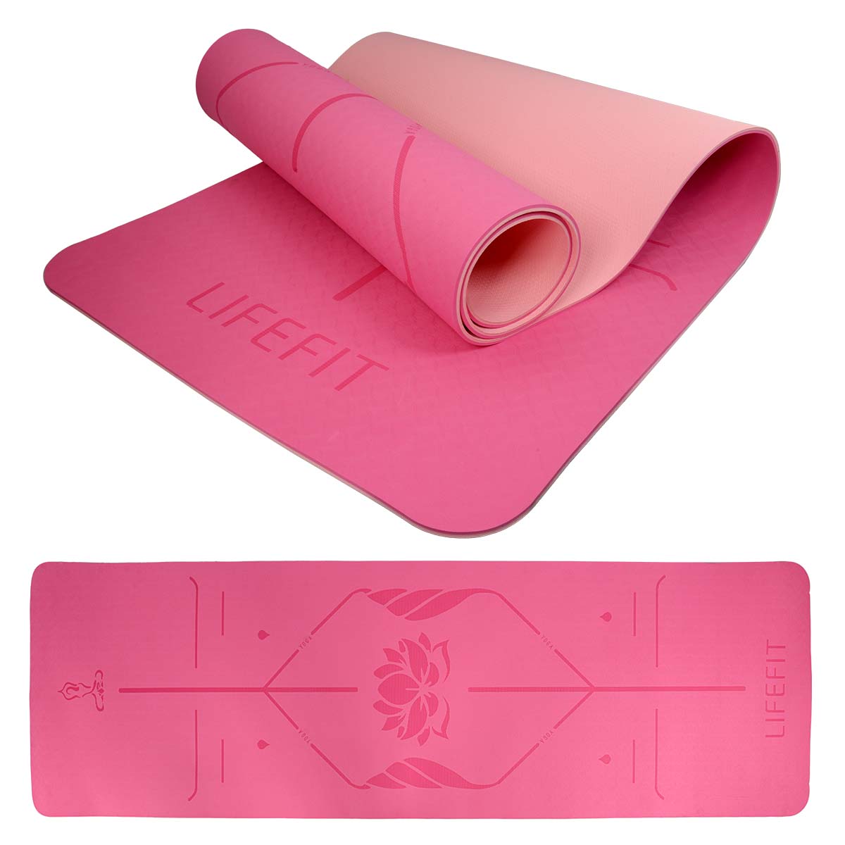 Podložka LIFEFIT® YOGA MAT LOTOS DUO, 183x58x0,6cm, ružová