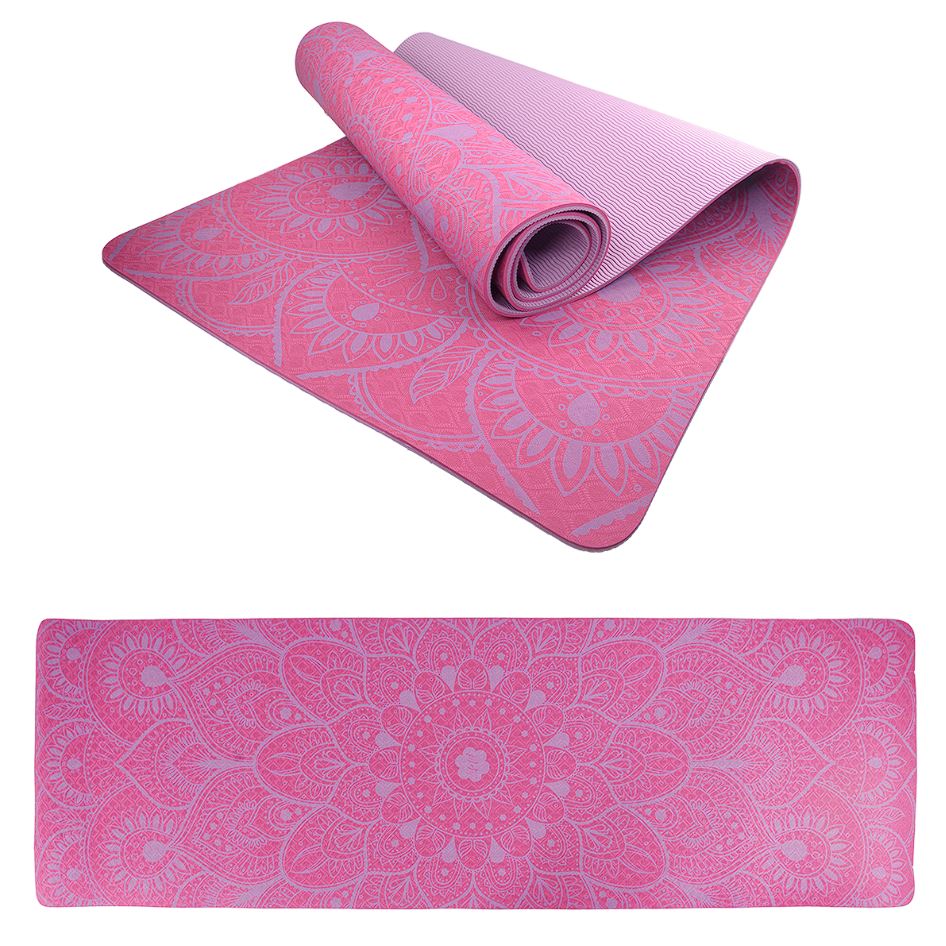 Podložka LIFEFIT® YOGA MAT MANDALA DUO, 183x58x0,6cm, bordó