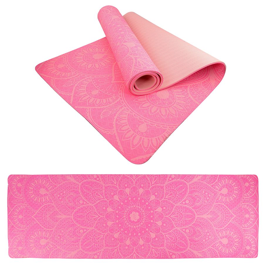 Podložka LIFEFIT® YOGA MAT MANDALA DUO, 183x58x0,6cm, ružová