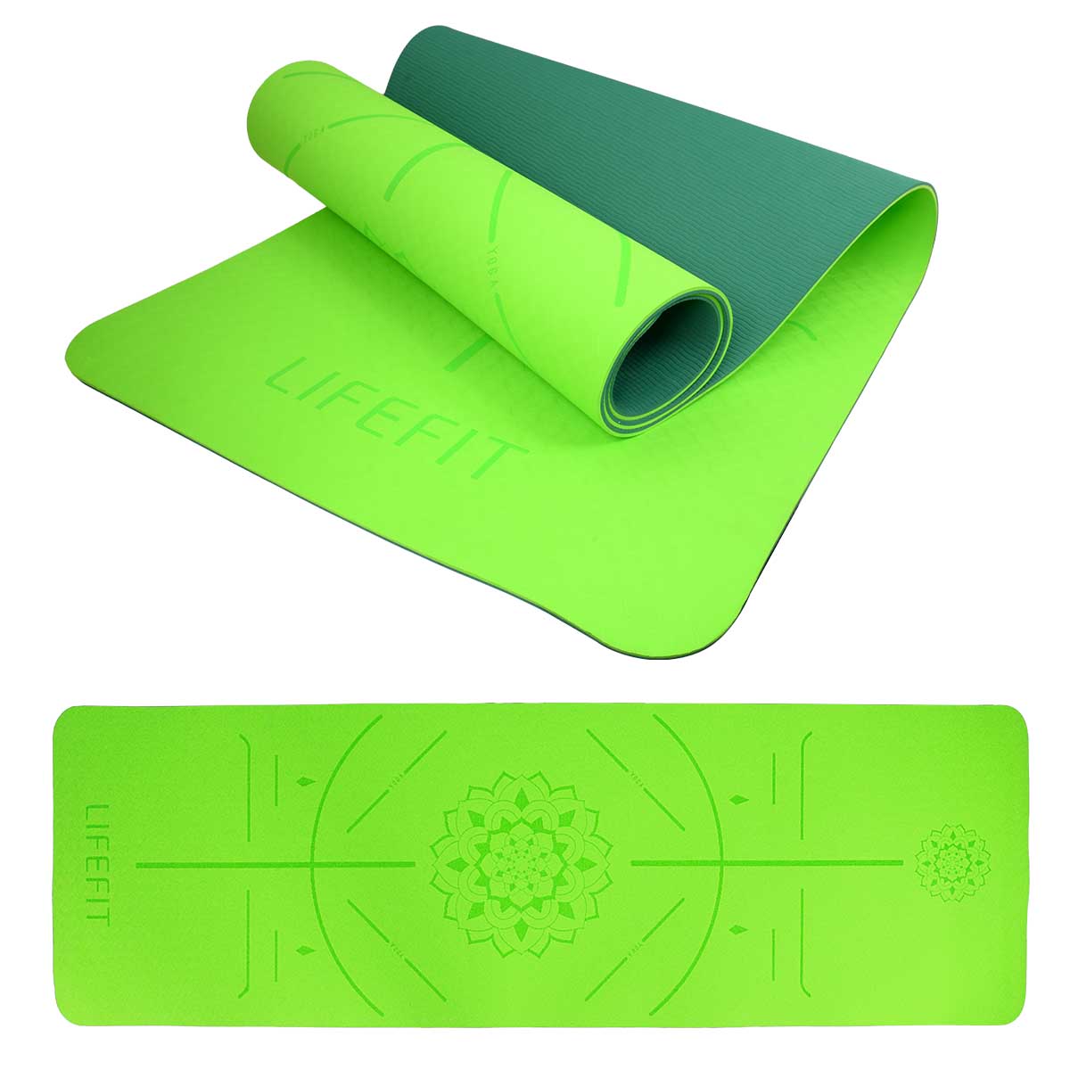 Podložka LIFEFIT® YOGA MAT RELAX DUO, 183x58x0,6cm, zelená