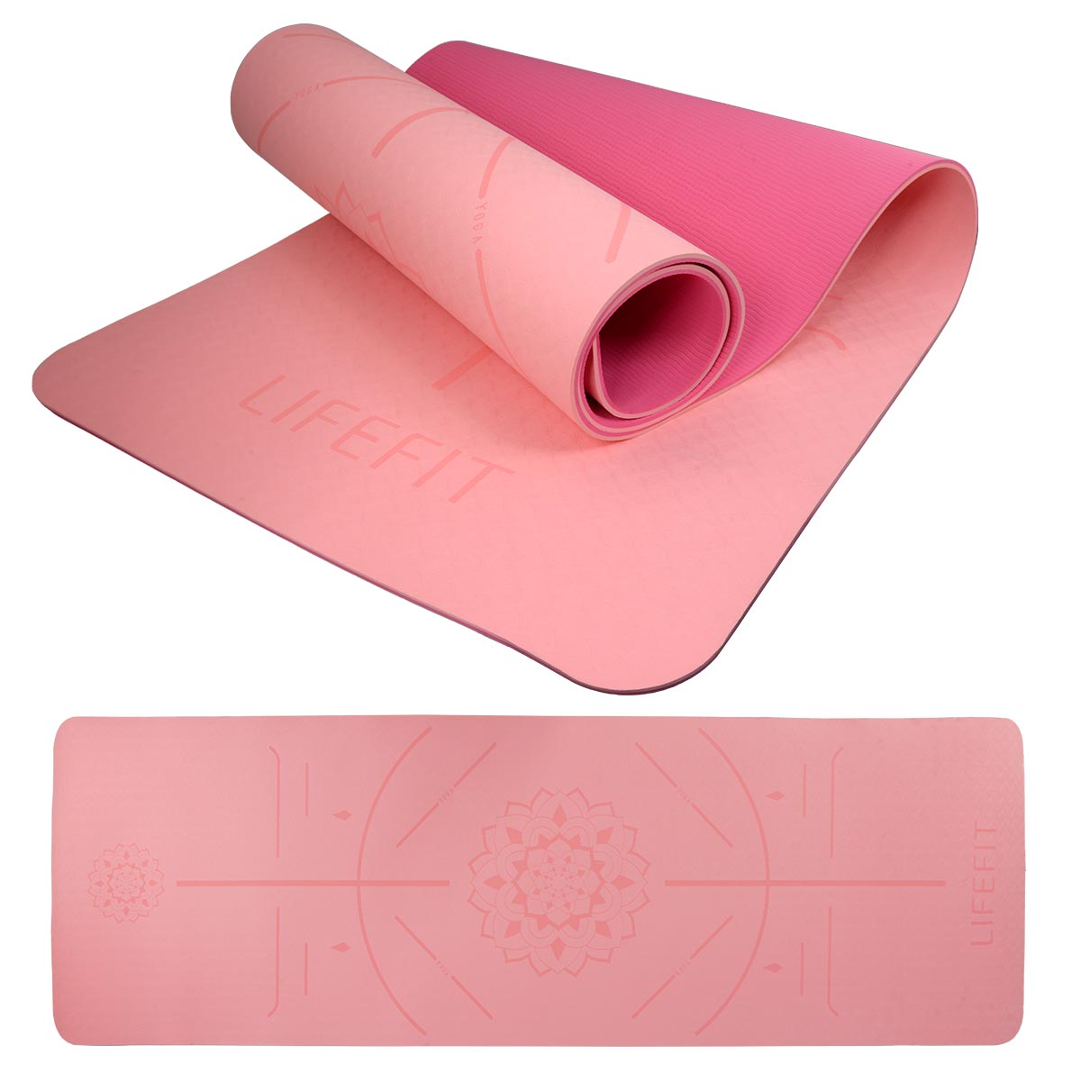 Podložka LIFEFIT® YOGA MAT RELAX DUO, 183x58x0,6cm, ružová