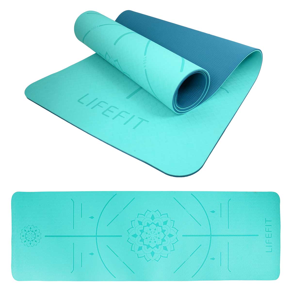 Podložka LIFEFIT® YOGA MAT RELAX DUO, 183x58x0,6cm, tyrkysová