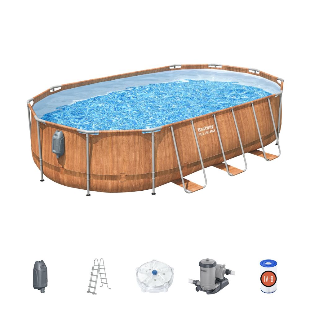 Bestway Bazén Power Steel Comfort Jet 6,1 x 3,66 x 1,22 m set vrátane príslušenstva 56719