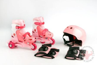 Kolieskové korčule TRISKATE SET - ružový
